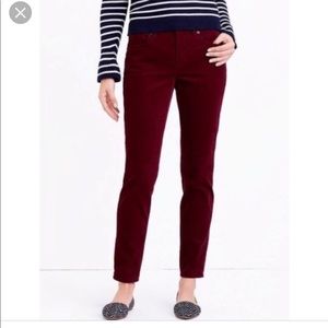 Maroon corduroy skinny jeans